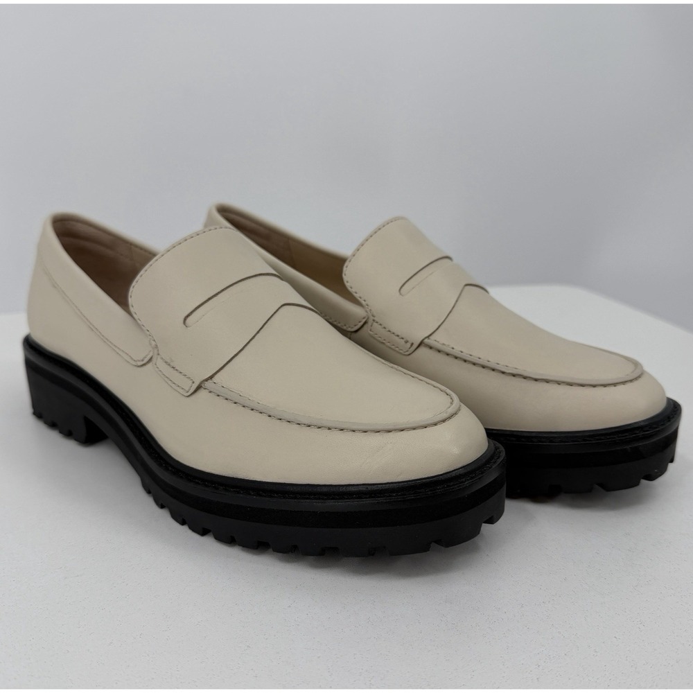 Everlane The Lug Loafer in Parchment/Ivory Leather size 10.5 Women's Chunky Heel